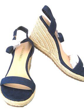 Dream Pairs  Navy Sandals Wedge Ankle-Strap  Size 6   Brand New